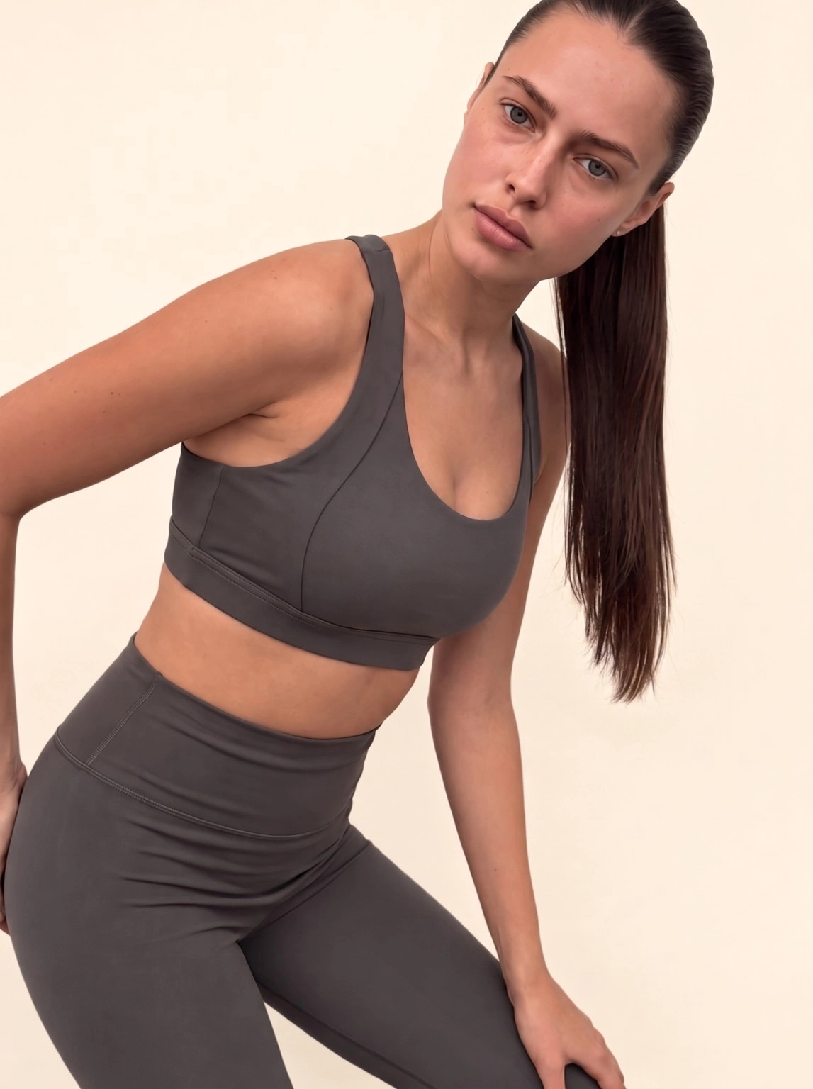 Vauxelle charcoal gray minimalist matching set lifestyle studio view