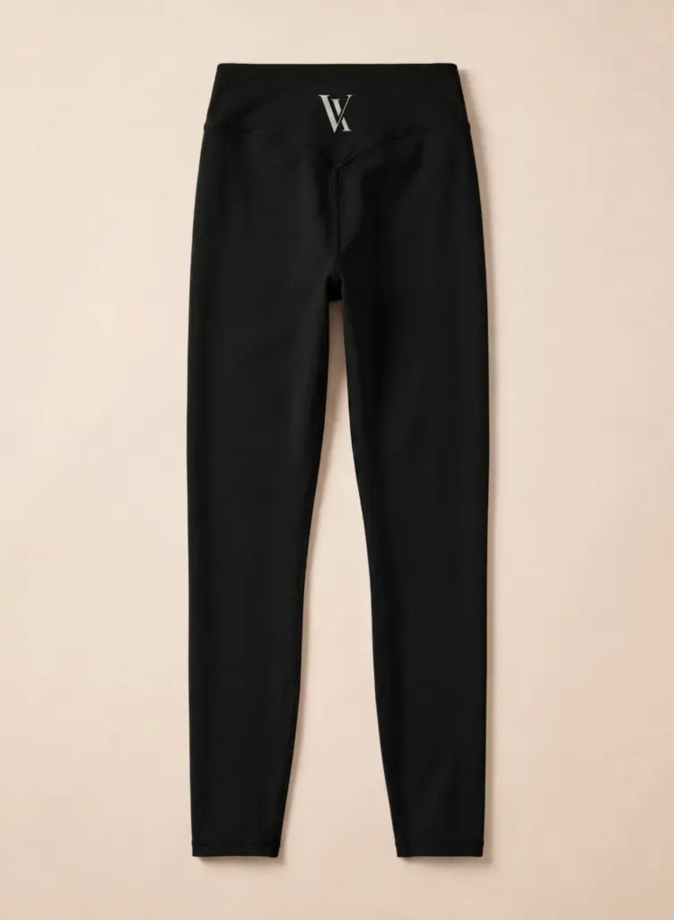 Vauxelle black high-waisted leggings back flat lay